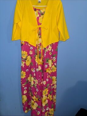 Yellow Bolero with Pink & Yellow Floral Maxi Insert